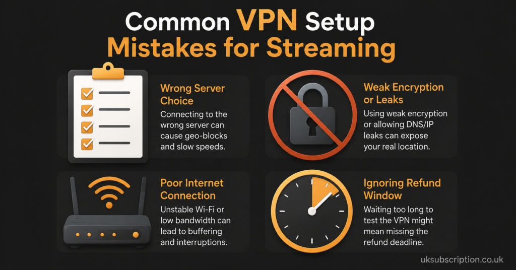 Common VPN setup mistakes for streaming